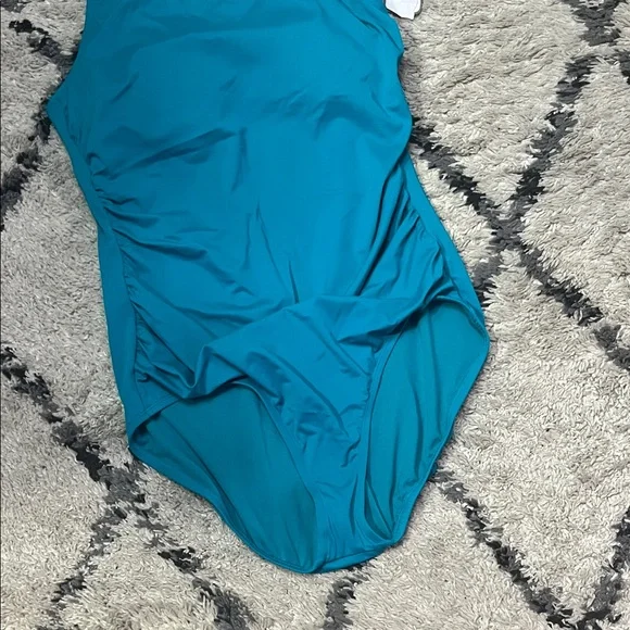 🎉HP 🎉Time and Tru Teal One Shoulder Swim One Piece - Picture 3 of 7